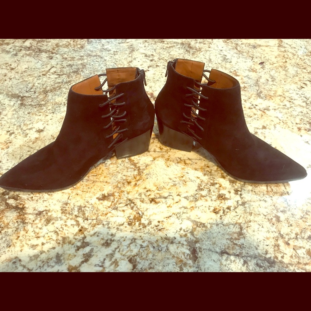 Black suede booties..Linea Paolo worn once booties